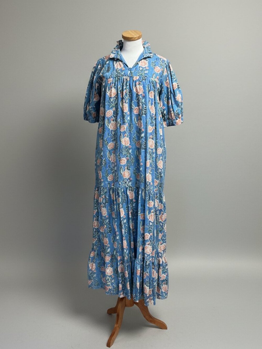 Saule Parc blue/green/orange floral maxi dress, Size S